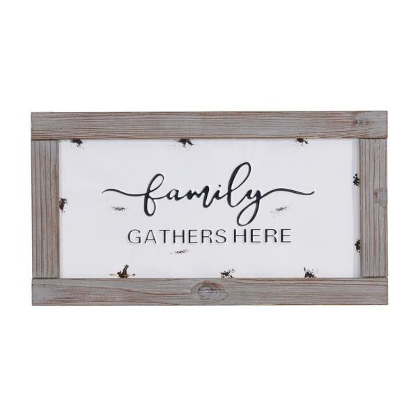  "Family Gathers Here" Industrial Rustic Metal Wall Art