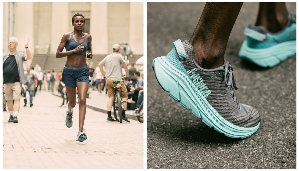 Charging bull: Jane Kibii runs through Wall Street in the HOKA ONE ONE Rincon