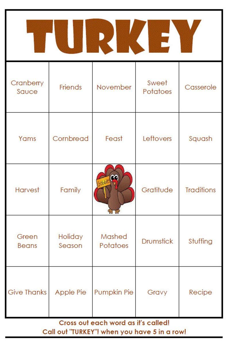 Thanksgiving Bingo Cards 40 Cards