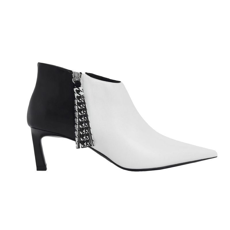 Charles & Keith Houndstooth Printed Tassel Heeled Ankle Boots