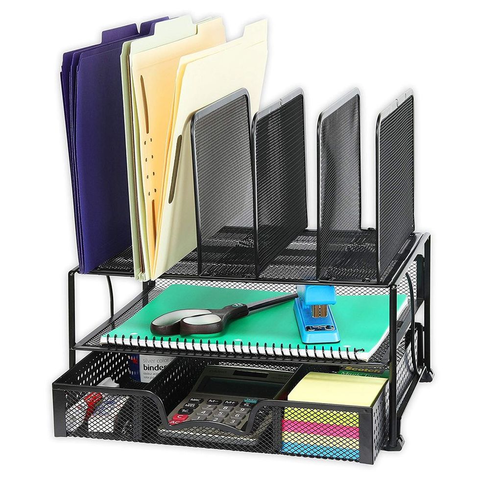School Smart Mesh Desk Organizer, 12 Trays, Black