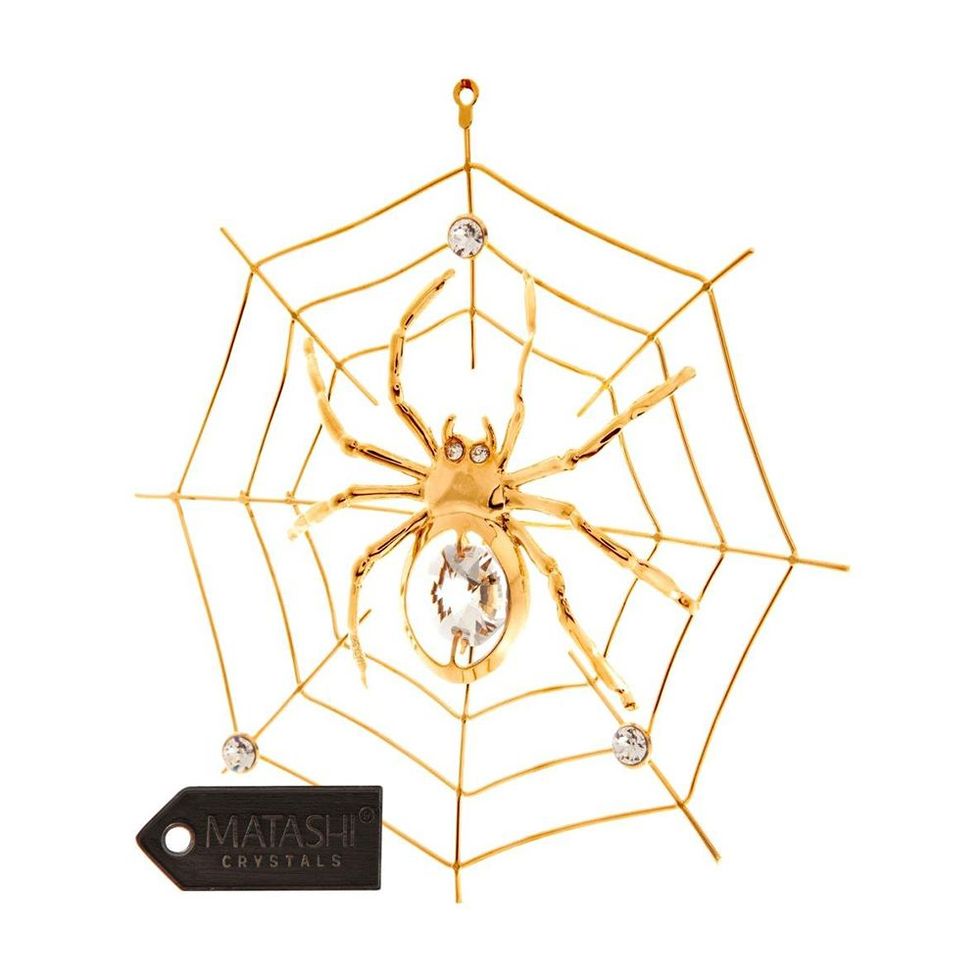 24-Karat Gold-Plated Spider on Web