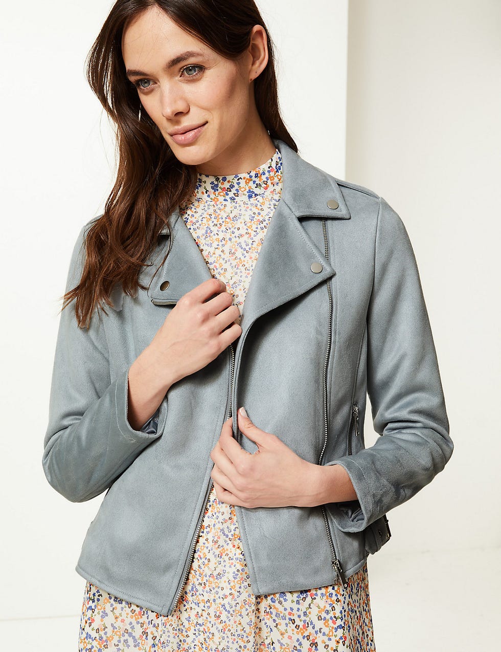 Faux Suede Biker Jacket