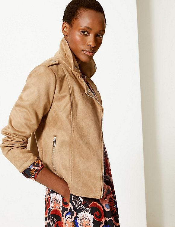 Faux Suede Biker Jacket
