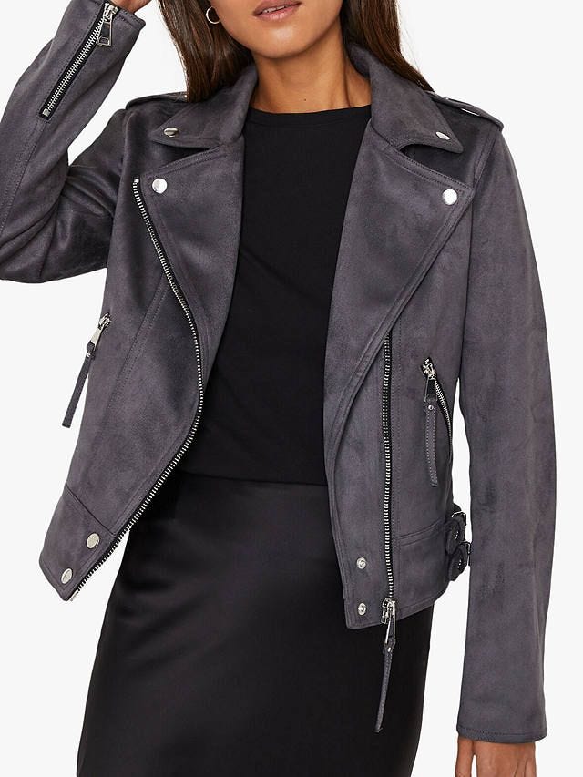 Faux Suede Biker Jacket