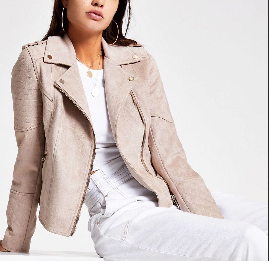Faux Suede Biker Jacket