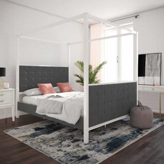 Bowery Queen Upholstered Canopy Bed