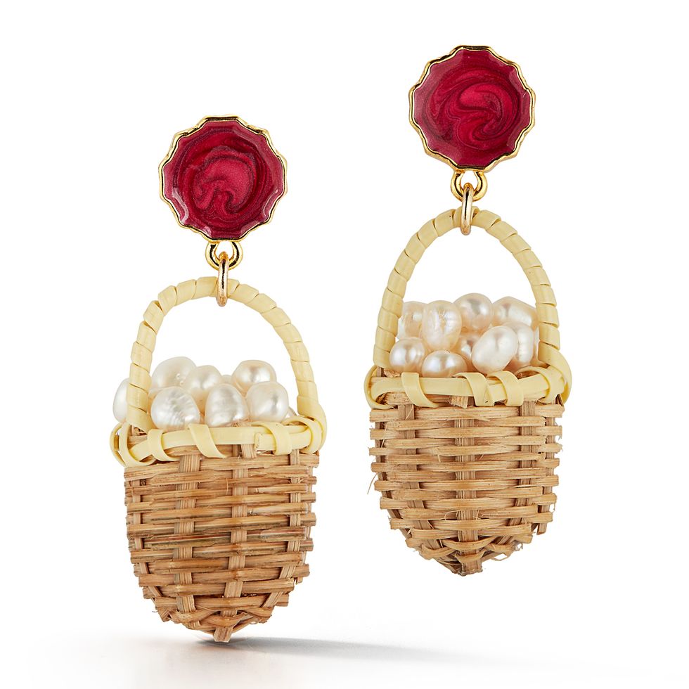 Baskets of Pearls Dangly Earrings