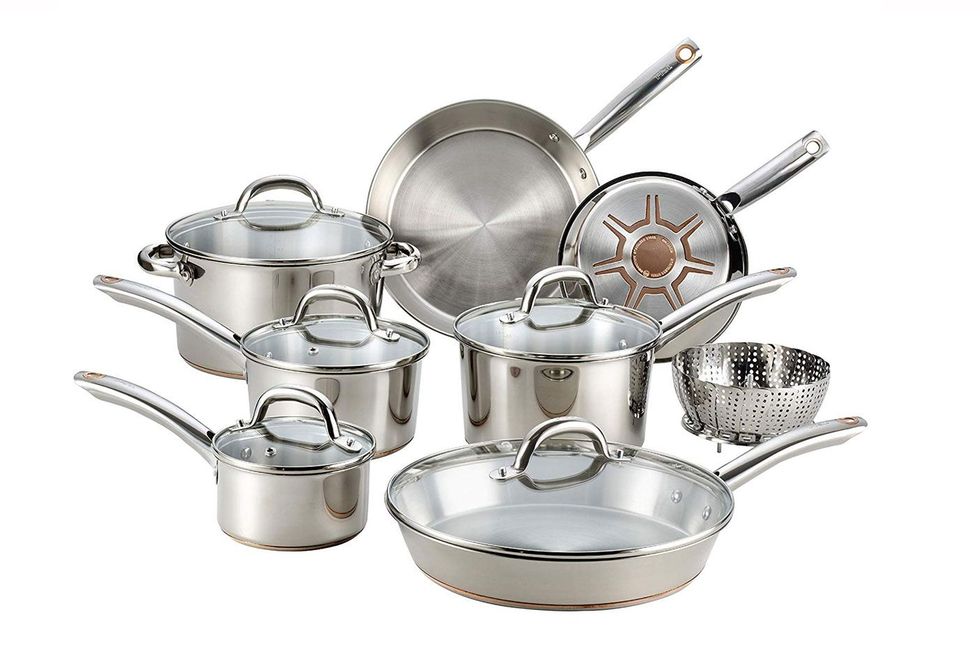  All-Clad Copper Core 5-Ply Stainless Steel Cookware Set 14  Piece Induction Oven Broiler Safe 600F Pots and Pans Silver: Cookware Sets:  Home & Kitchen