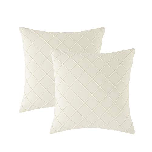 Longhui Bedding Velvet Cream Throw Pillow Covers (Set of Two)