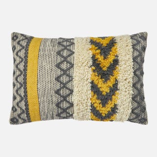 Textured Cushion - Yellow and Grey