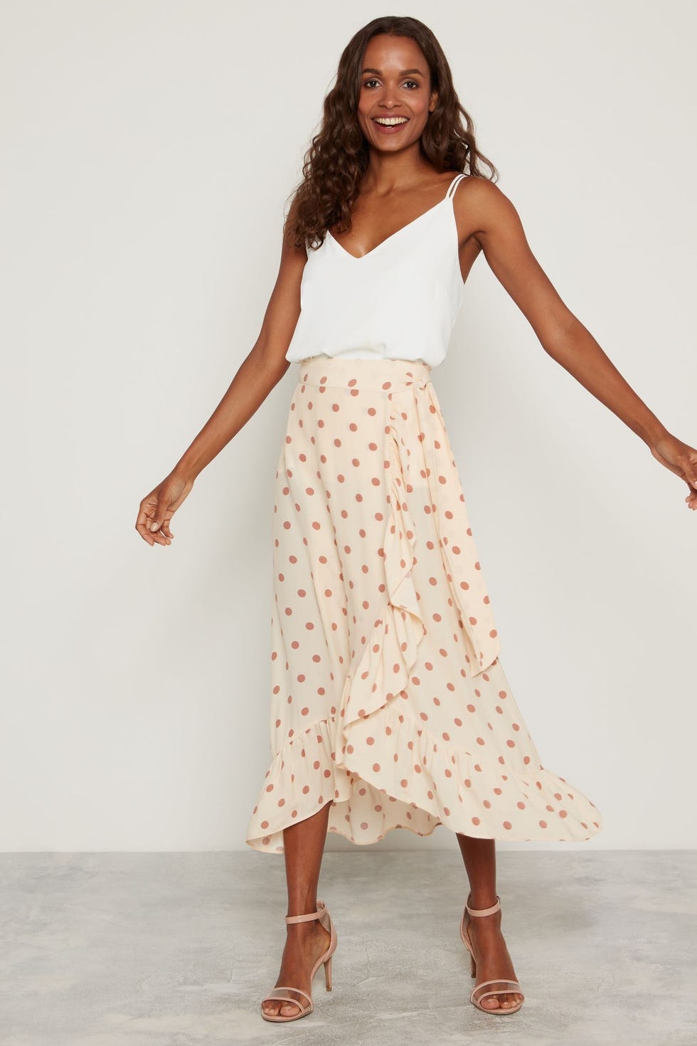 F&F Ecru Spot Tiered Skirt