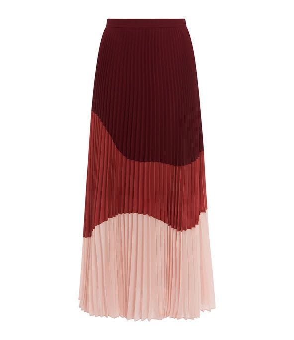 Colour Block Pleated Skirt