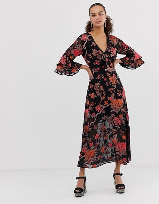 Miss selfridge floral outlet midi dress