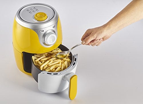 Ariete 4615 Airy Fryer Mini  - Friggitrice ad aria senza olio, 1000 W, Capacità 2 Litri, 400 gr di patatine, Facile da pulire, Giallo