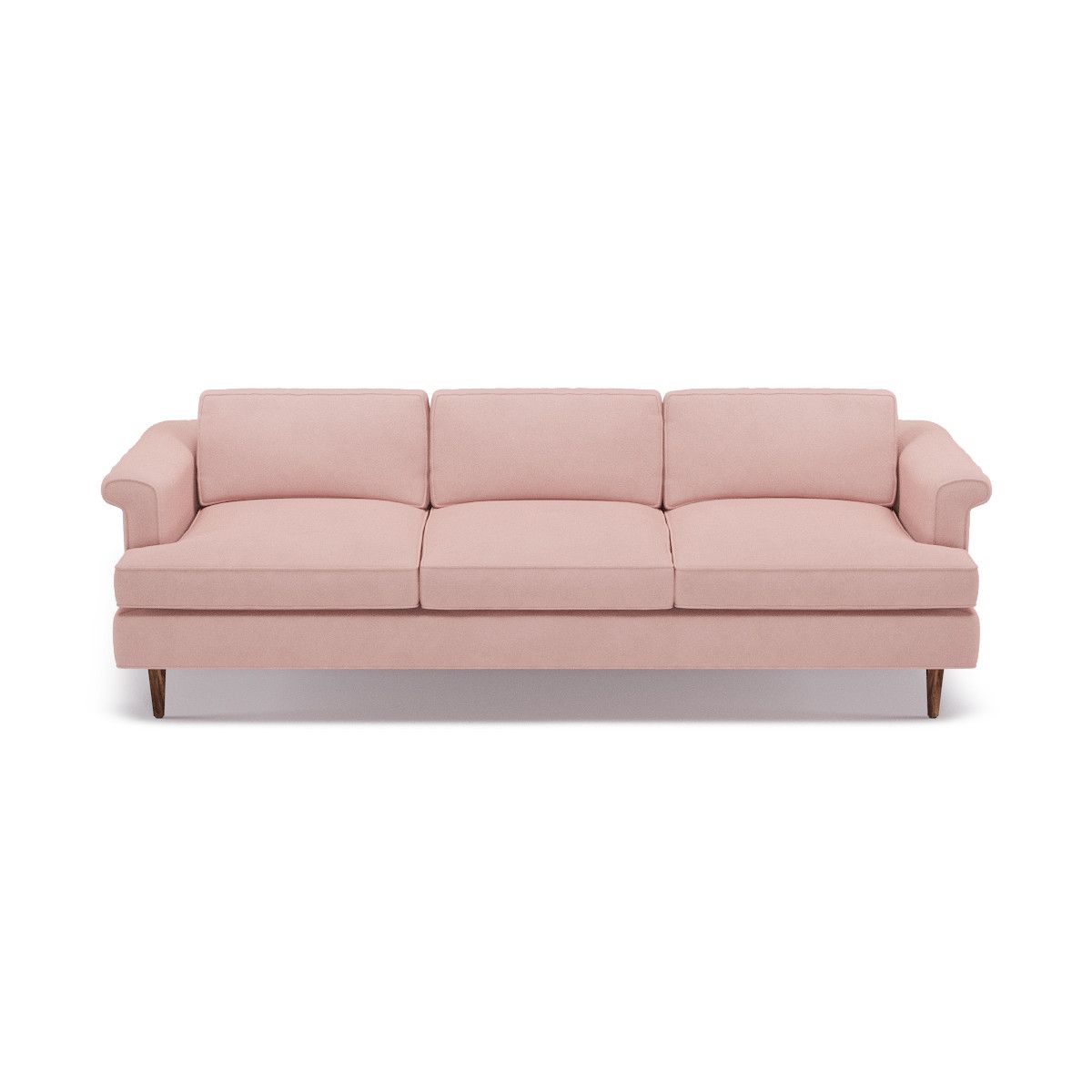 Blush Velvet Mid-Century Sofa