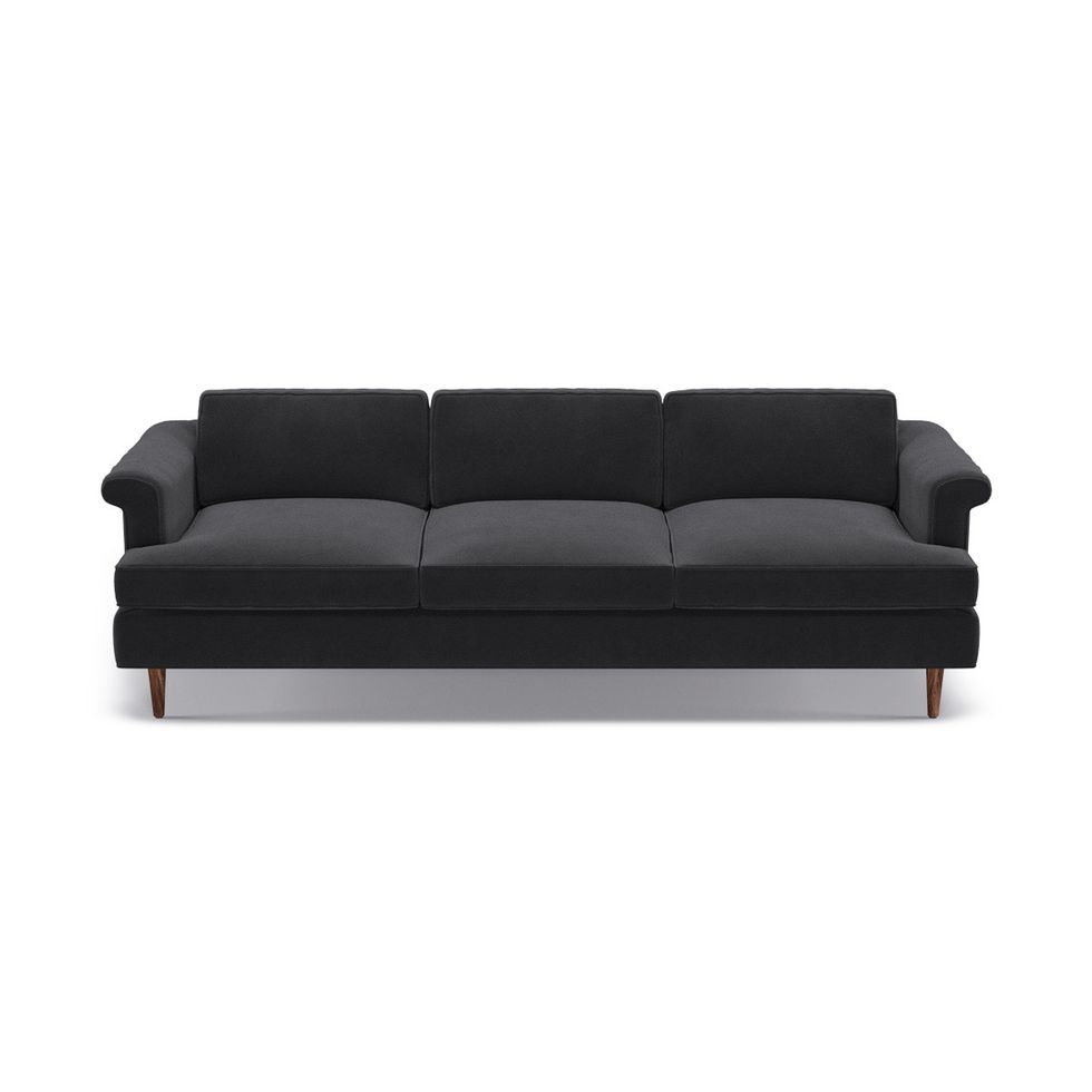 Black Nero Velvet Mid-Century Sofa