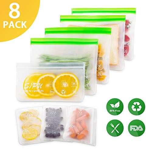 Reusable Silicone Food Storage Bags (5 x Medium) for Sandwich, Snack,  Lunch, Vegetable, Fruit, Sous Vide, Liquid