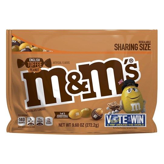 M&M's English Toffee Peanut Chocolate Candy Flavor Vote 9.6 Ounce Bag, Chocolate Candy