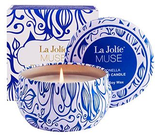La Jolíe Muse Citronella Candle Mosquito Fly Insect Repellent 100% Soy Wax Travel Tin Indoor and Outdoor 45Hours