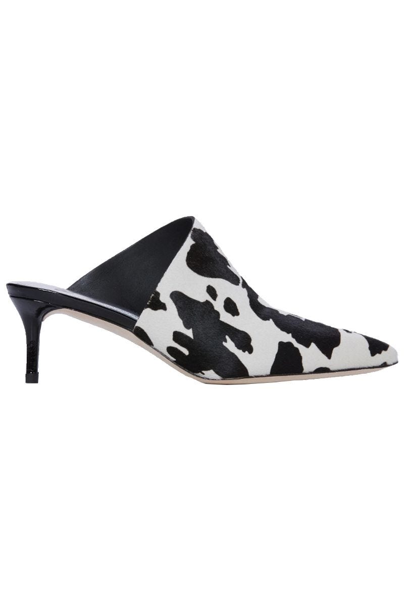 Cow Print Leather Mule 