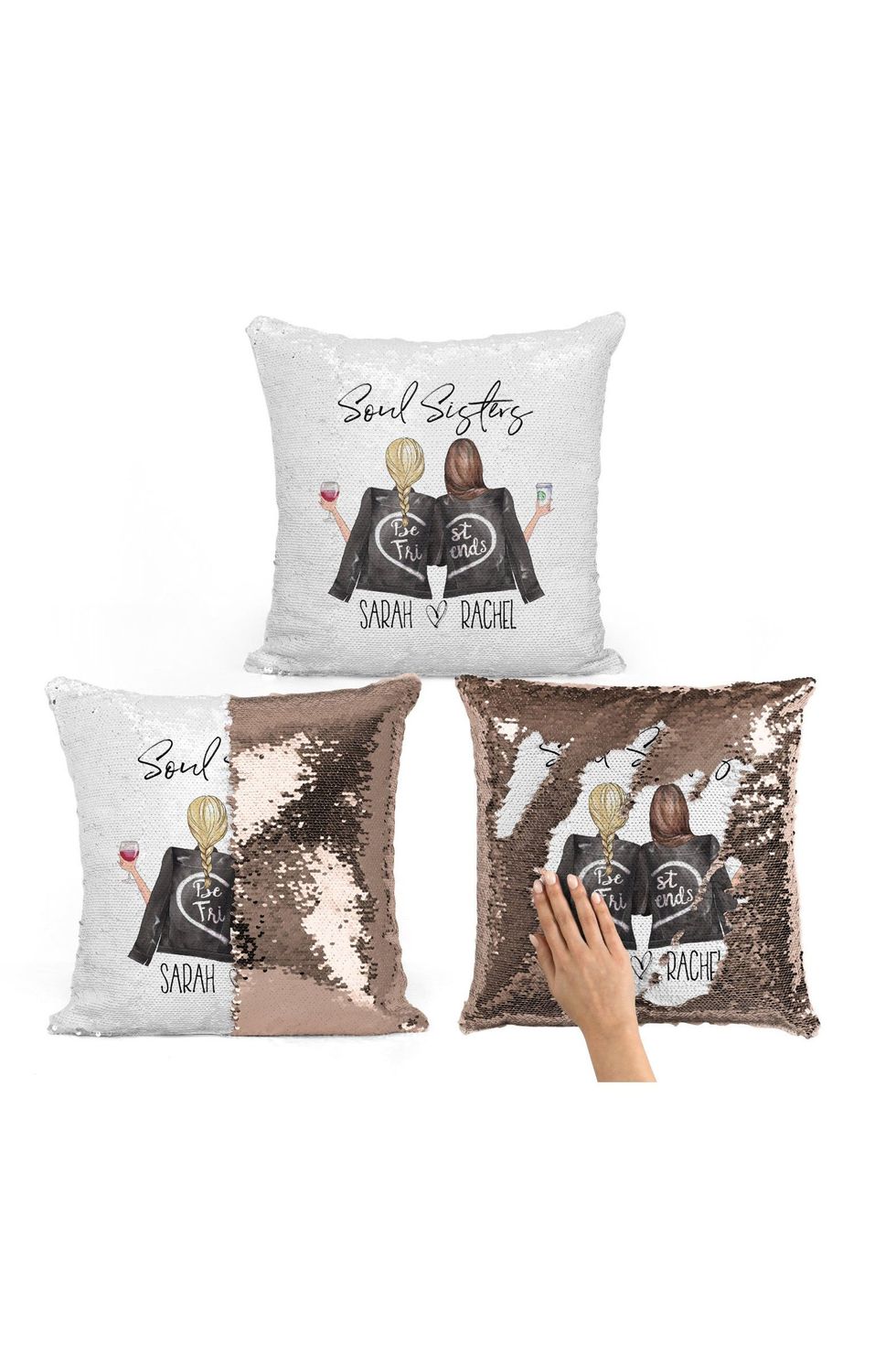 Personalizable Best Friend Flip Sequin Pillow