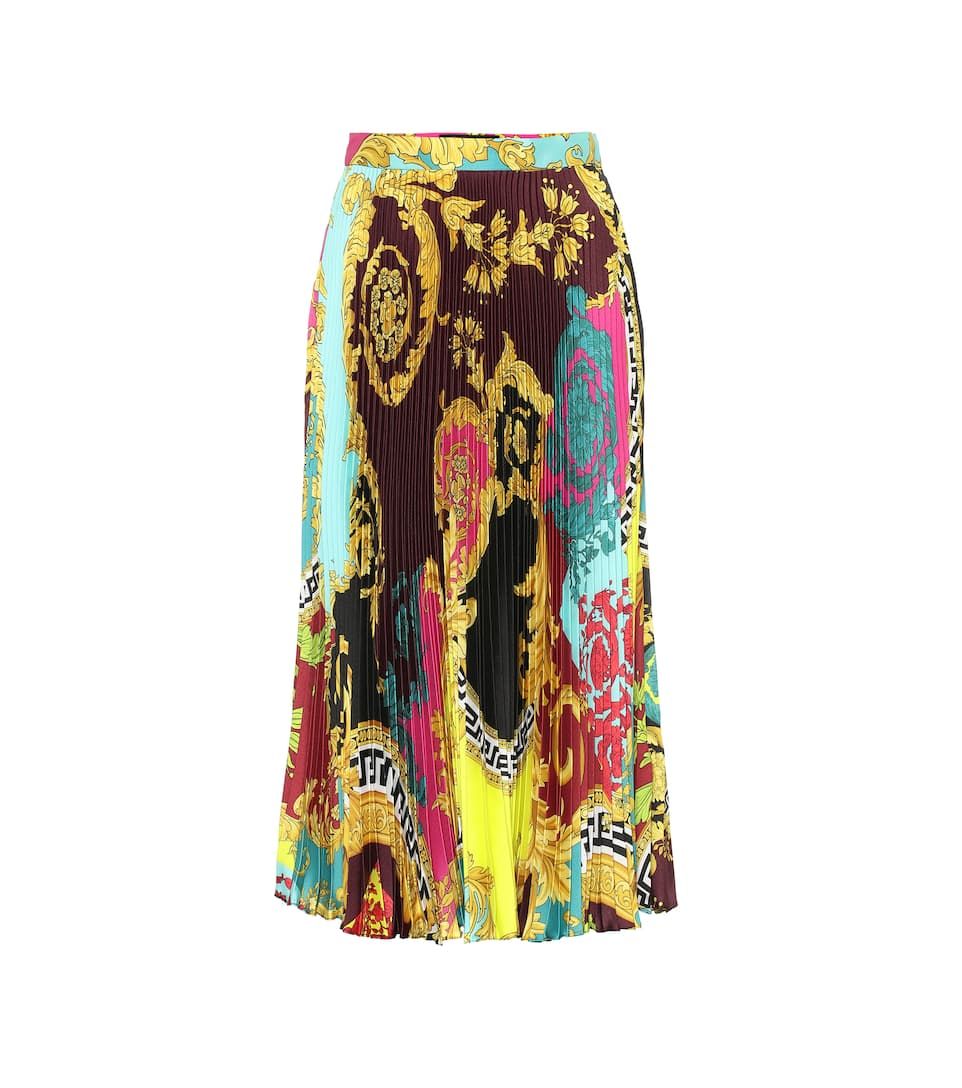 Montage-Print Pleated Skirt