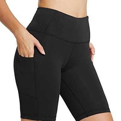 BALEAF Freeleaf Women's 8 High Waist Biker Shorts with Pockets Yoga  Running Volleyball Workout Gym Shorts for Summer Spandex, Dark Gray,  X-Small-Medium