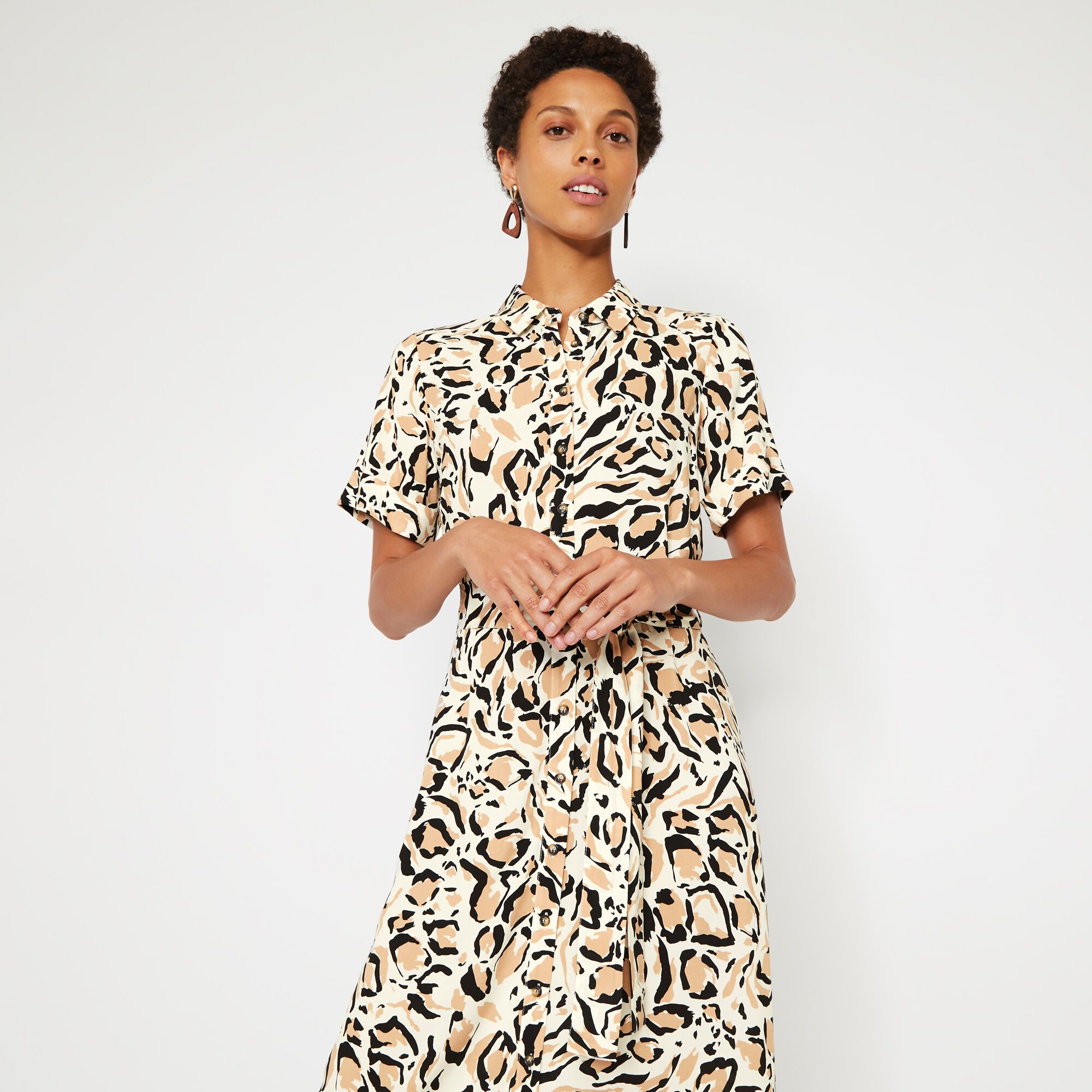 warehouse zebra print shirt dress