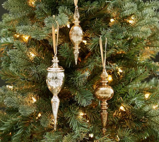 POTTERY BARN Mercury Glass Large Finial Style ORNAMENT 