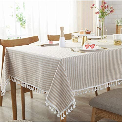 Bringsine Stripe Tassel Tablecloth