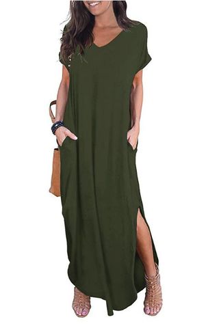Women's Casual Long Dress in Army Green