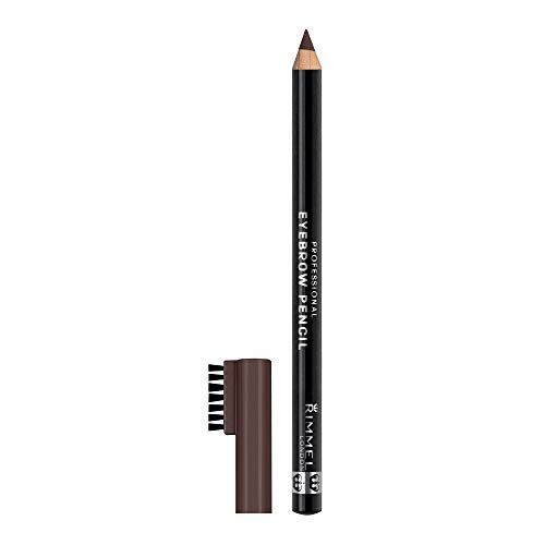 Rimmel London Matita Sopracciglia Professional Eyebrow Pencil, Formula a Lunga Durata, Pettinino Incorporato, 001 Dark Brown, 4 g
