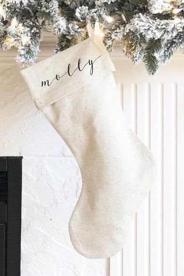 Personalized Linen Christmas Stocking 