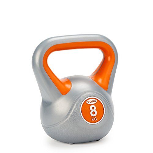 York Fitness Vinyl Kettlebell 8kg - Home Gym Equipment Perfect for Bodybuilding Weight Lifting Training Kettlebell
