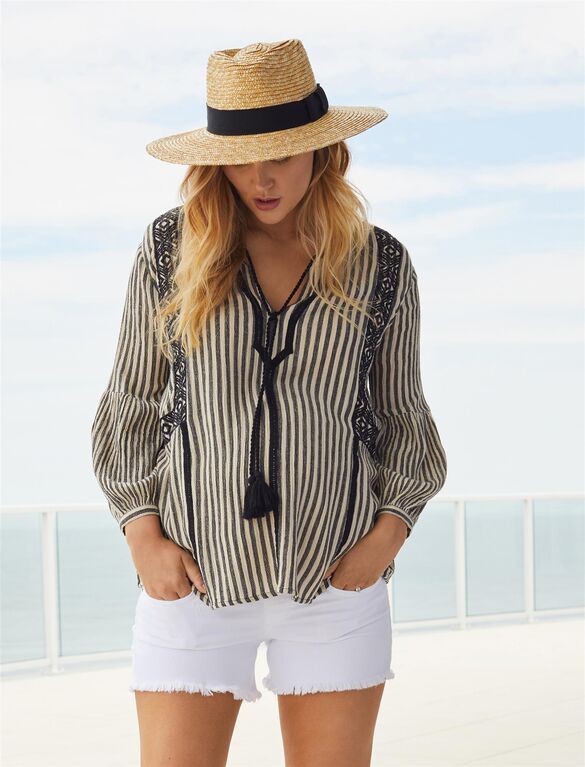 Striped Peasant Woven Top