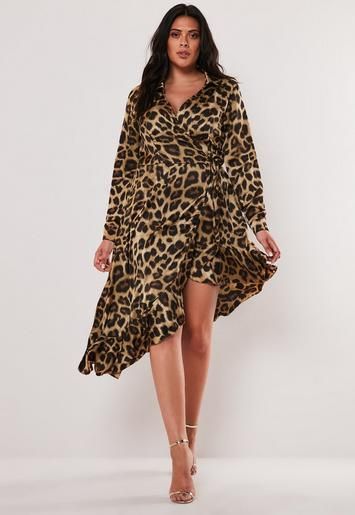 Missguided satin wrap outlet body in leopard print