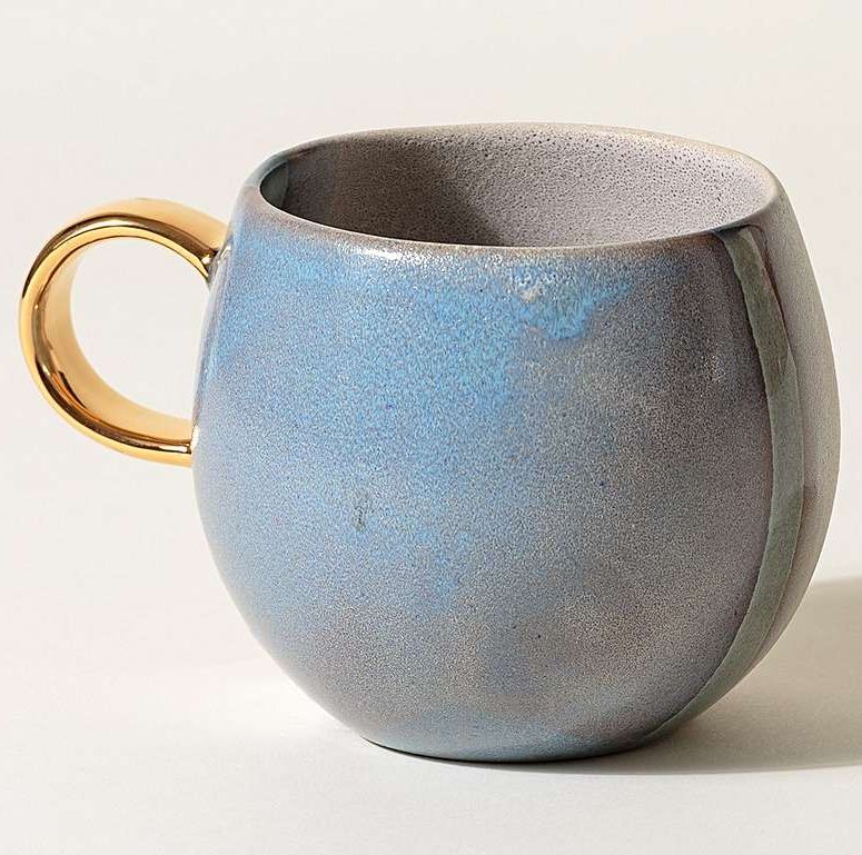 Blue and grey stoneware mug