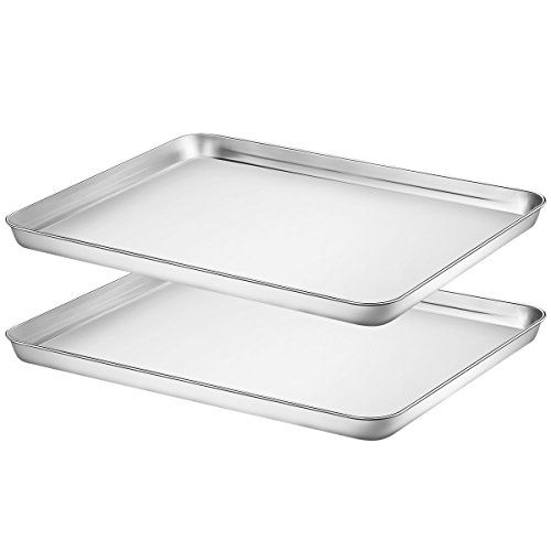 Baking Sheet Set of 2, HKJ Chef Stainless Steel Cookie Sheet Set 2 Pieces