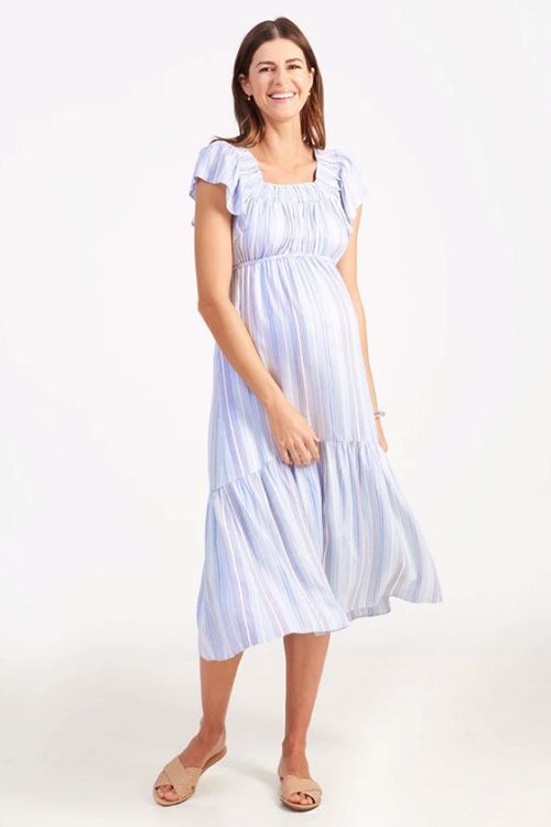 Flutter Sleeve Maternity Midi Dress