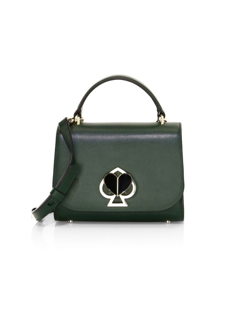 Small Nicola Spade & Heart Lock Leather Top Handle Bag