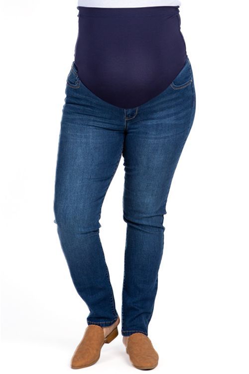 Navy Solid Maternity Plus Skinny Jeans
