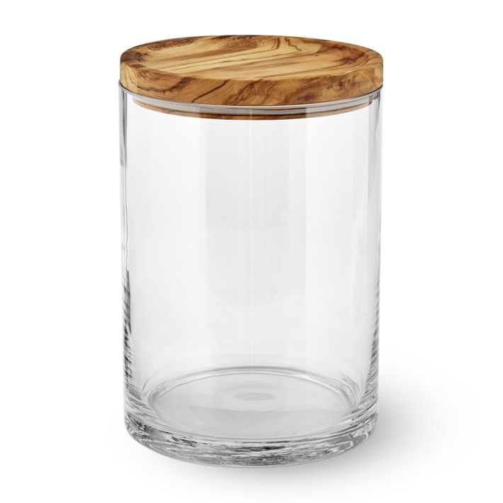 Olive wood & glass canister