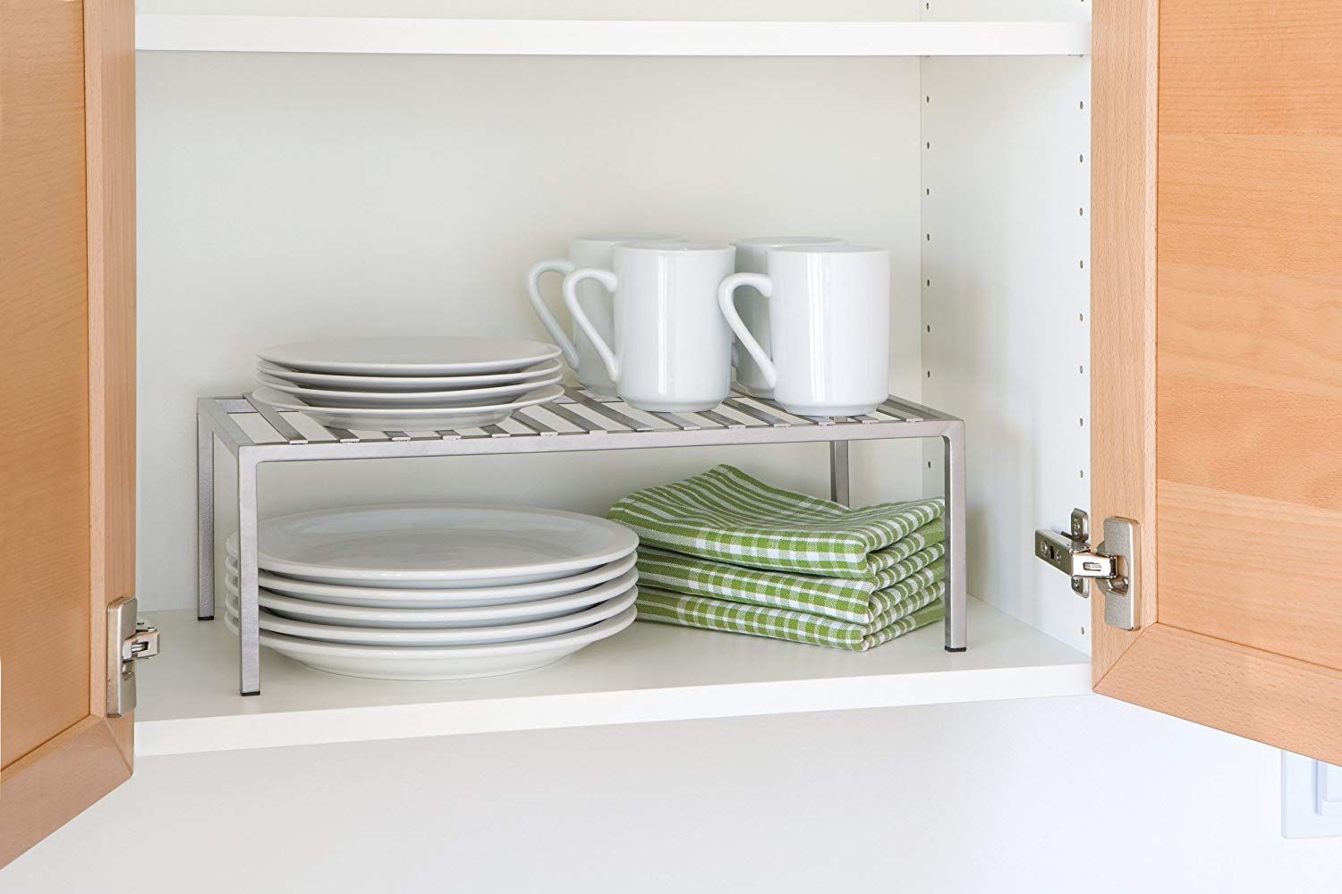 35 Best Kitchen Organization Ideas, Kitchen Cupboard Stackable Shelves