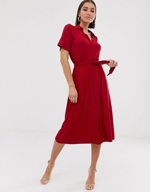 ASOS DESIGN midi belted shirt dress