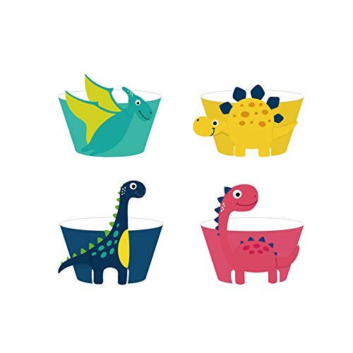 24 Pieces Dinosaur Cupcake Wrappers, Cute Dinosaur Cupcake Toppers