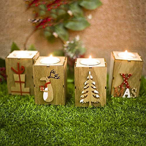 wooden christmas tea light holders