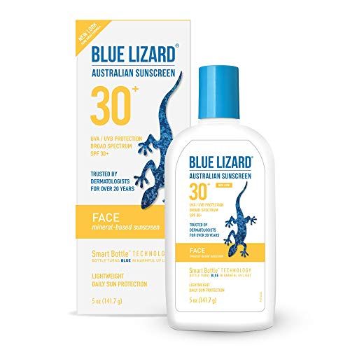 Blue Lizard Face Mineral Sunscreen with No Chemical Ingredients SPF 30