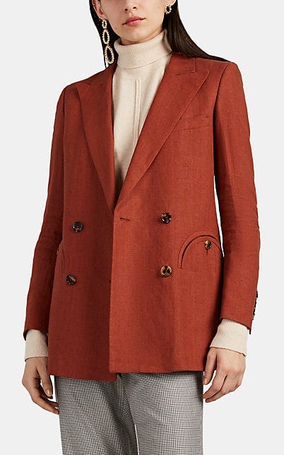 Everyday Slub Linen Double-Breasted Blazer