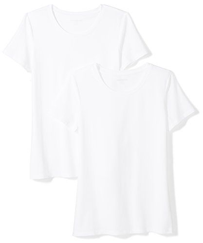 Amazon Essentials Women's 2-Pack Classic-Fit Short-Sleeve Crewneck T-Shirt, White, X-Small